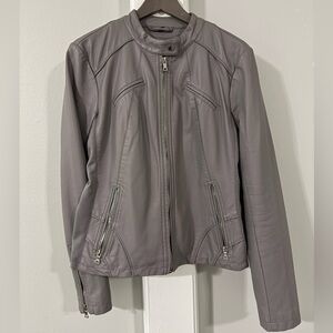 Guess Scuba Gray Vegan Leather Jacket